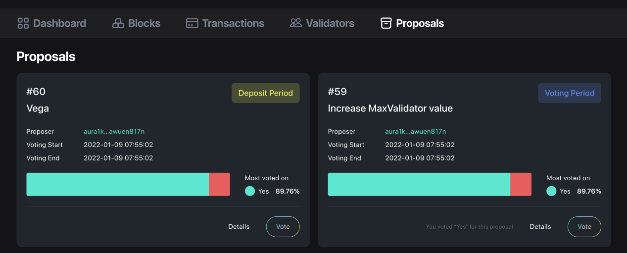 Vote a proposal